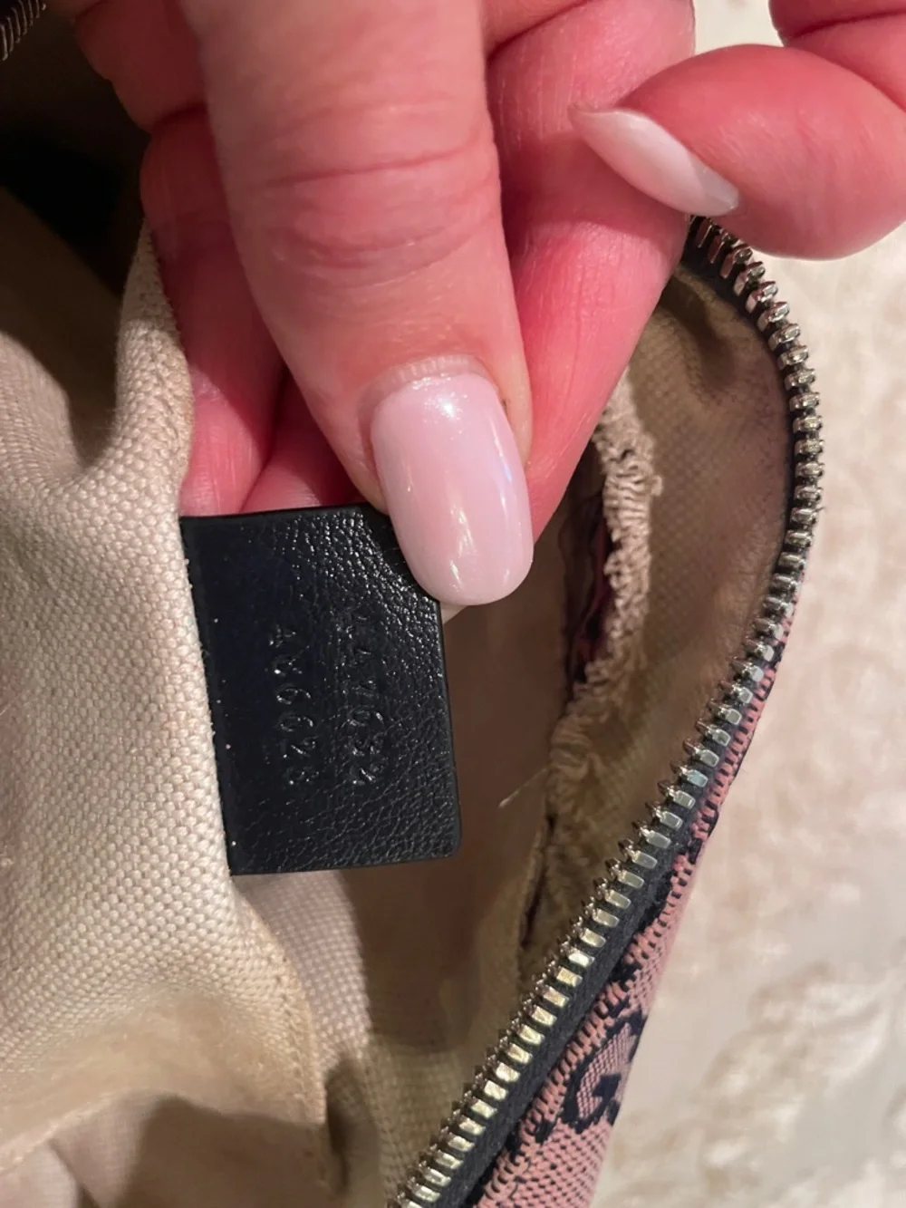 Gucci Pink GG Canvas Crossbody with Black Trim